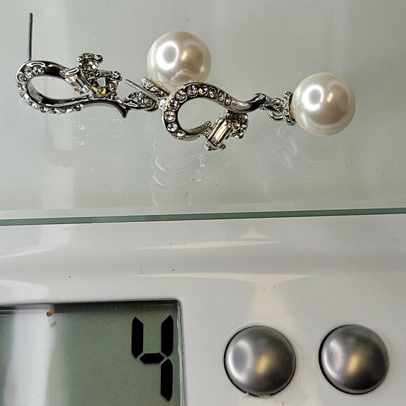 Pearl Drop Earring with Crystals - Picture 10 of 12